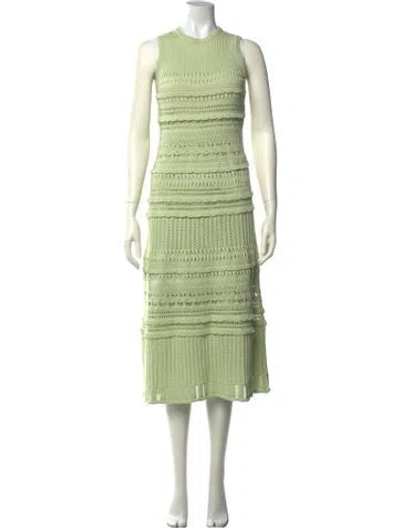 Pre-owned Alexis Patterned Midi Length Dress In Green