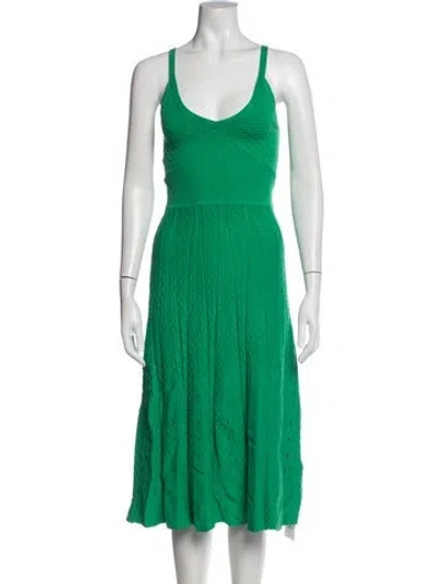 Pre-owned Alexis Patterned Midi Length Dress In Green