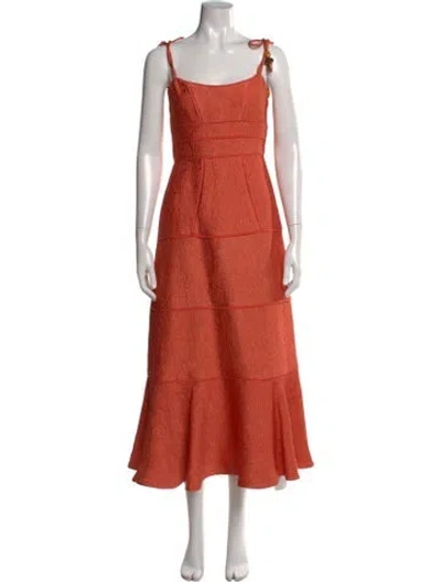 Pre-owned Alexis Patterned Midi Length Dress In Orange