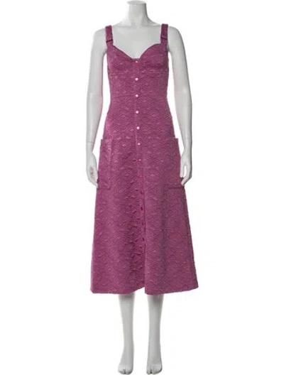 Pre-owned Alexis Patterned Midi Length Dress In Pink