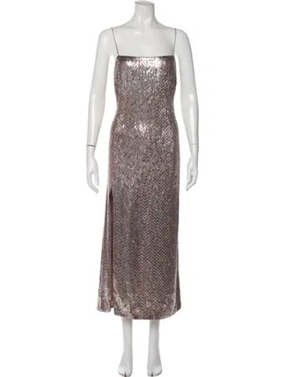 Pre-owned Alexis Patterned Midi Length Dress In Pink