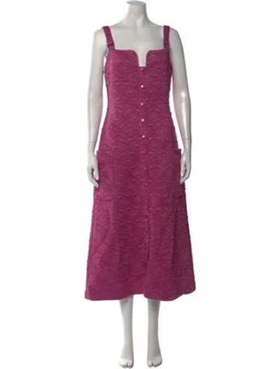 Pre-owned Alexis Patterned Midi Length Dress In Pink