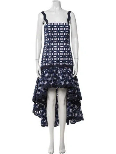 Pre-owned Alexis Patterned Midi Length Dress W/ Tags In Blue