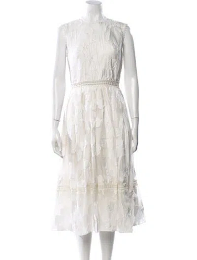 Pre-owned Alexis Patterned Midi Length Dress In White