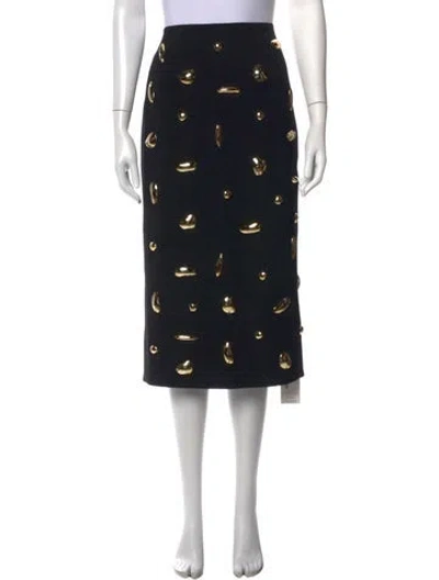 Pre-owned Alexis Patterned Midi Length Skirt In Black