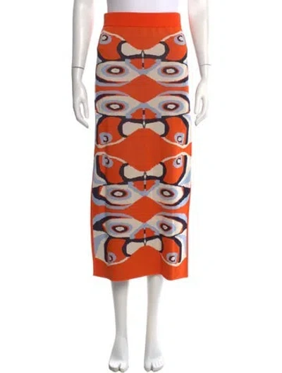 Pre-owned Alexis Patterned Midi Length Skirt In Orange