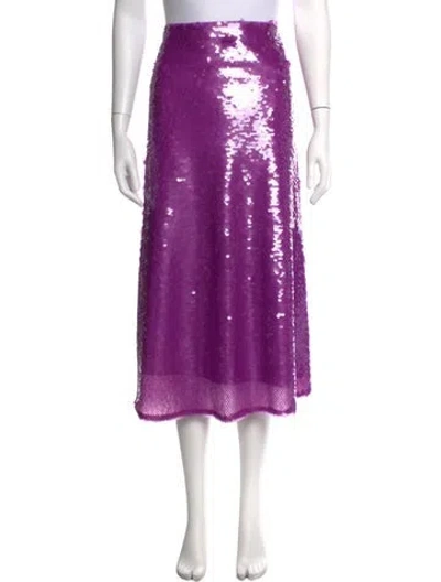 Pre-owned Alexis Patterned Midi Length Skirt In Purple