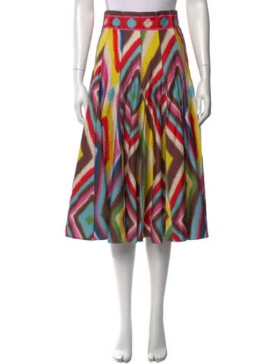 Pre-owned Alexis Patterned Midi Length Skirt In Red