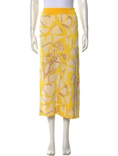 Pre-owned Alexis Patterned Midi Length Skirt In Yellow
