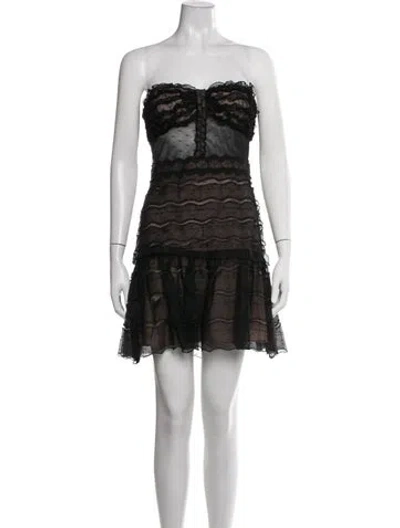 Pre-owned Alexis Patterned Mini Dress In Black