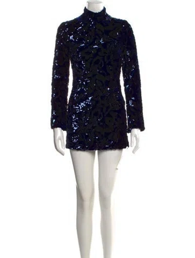 Pre-owned Alexis Patterned Mini Dress In Blue