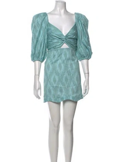 Pre-owned Alexis Patterned Mini Dress In Blue