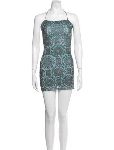 Pre-owned Alexis Patterned Mini Dress In Blue