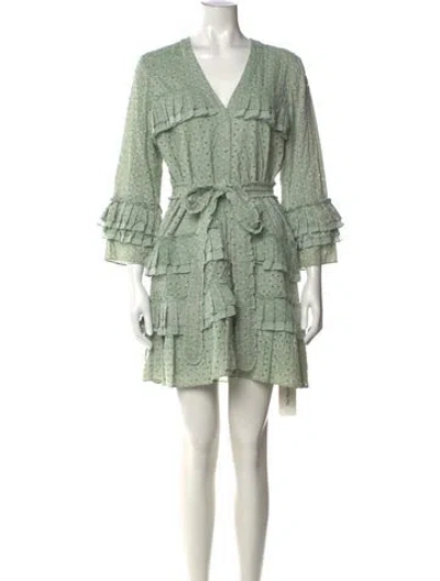 Pre-owned Alexis Patterned Mini Dress In Green