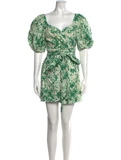 Pre-owned Alexis Patterned Mini Dress In Green