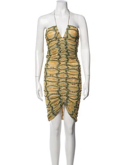 Pre-owned Alexis Patterned Mini Dress In Green