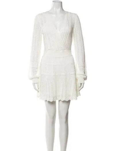 Pre-owned Alexis Patterned Mini Dress In White
