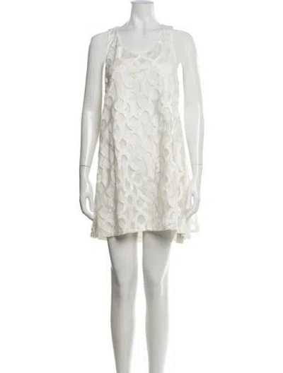 Pre-owned Alexis Patterned Mini Dress In White