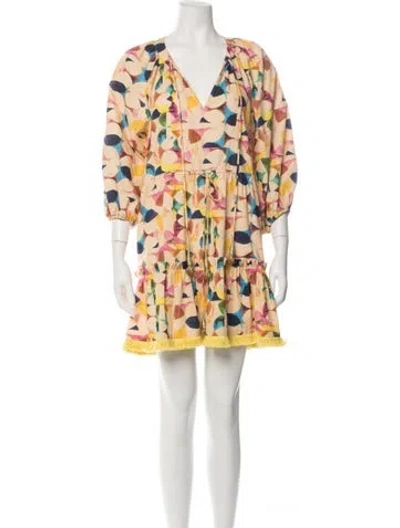 Pre-owned Alexis Patterned Mini Dress In Yellow