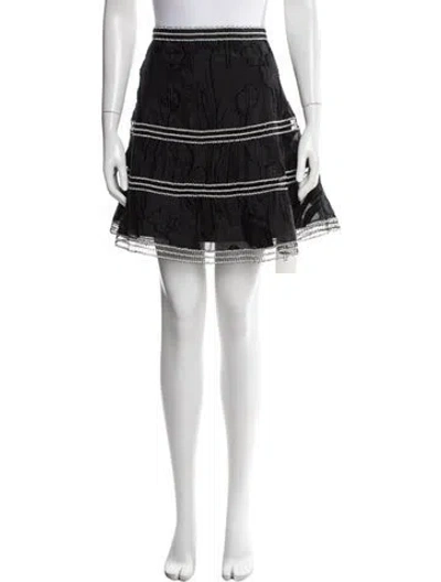 Pre-owned Alexis Patterned Mini Skirt In Black/white