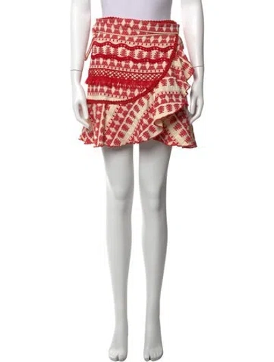 Pre-owned Alexis Patterned Mini Skirt In Red