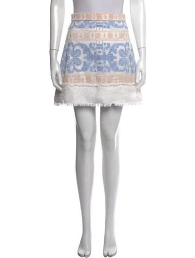 Pre-owned Alexis Patterned Mini Skirt In White
