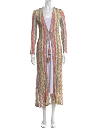 Pre-owned Alexis Patterned Open Front Sweater In Gold