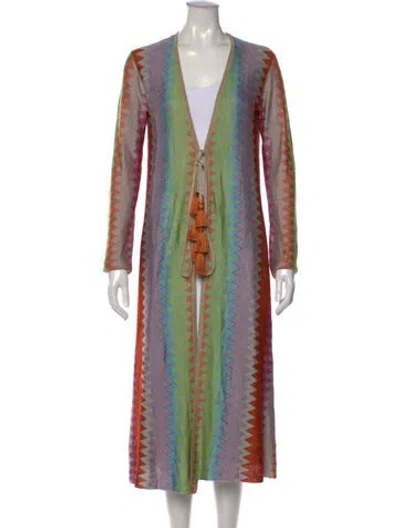Pre-owned Alexis Patterned Open Front Sweater In Multi