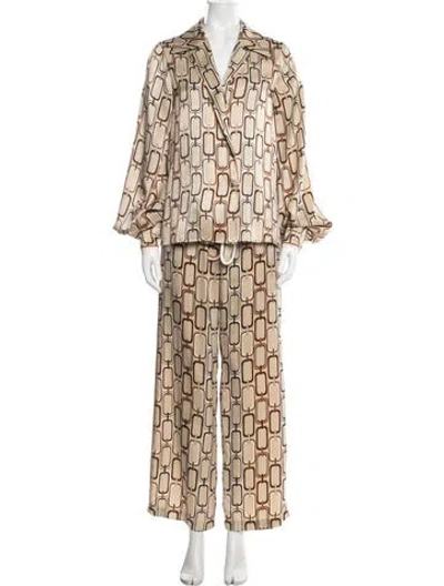 Pre-owned Alexis Patterned Pant Set In Neutrals