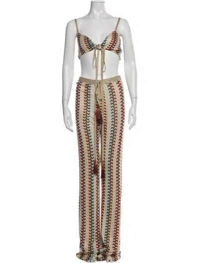 Pre-owned Alexis Patterned Pant Set W/ Tags In Gold