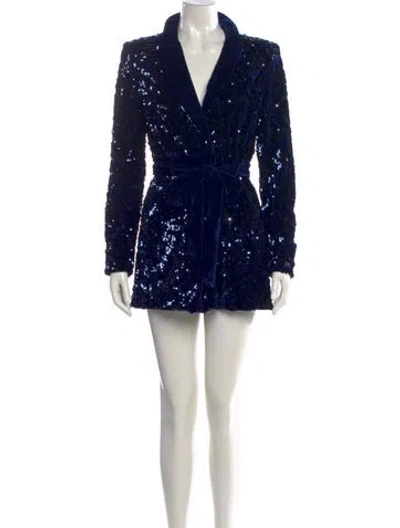 Pre-owned Alexis Patterned Romper In Blue