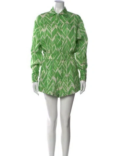 Pre-owned Alexis Patterned Romper In Green