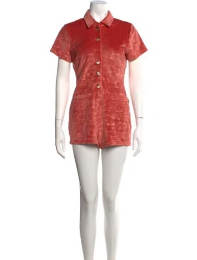 Pre-owned Alexis Patterned Romper In Pink
