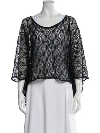 Pre-owned Alexis Patterned Scoop Neck Top In Black