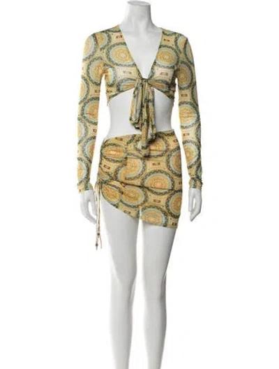 Pre-owned Alexis Patterned Skirt Set In Orange