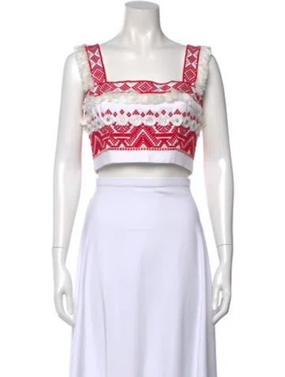 Pre-owned Alexis Patterned Square Neckline Crop Top In Multi