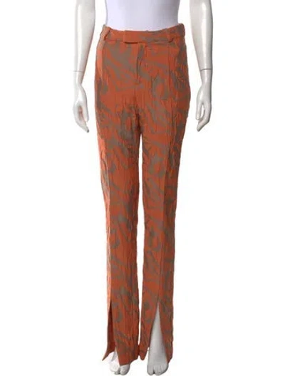 Pre-owned Alexis Patterned Straight Leg Pants In Orange