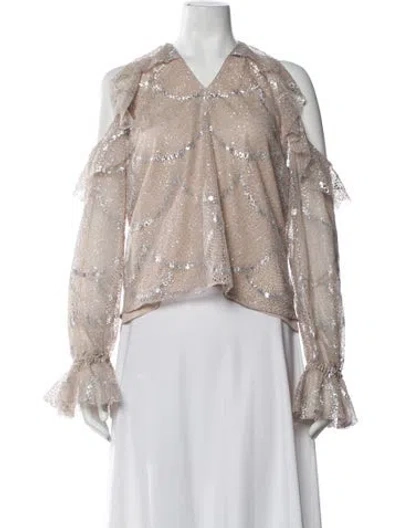 Pre-owned Alexis Patterned V-neck Blouse