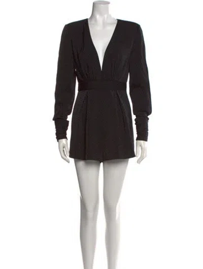 Pre-owned Alexis Patterned V-neck Jumpsuit In Black