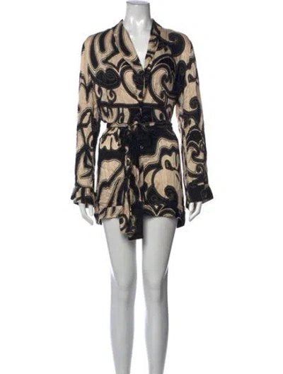 Pre-owned Alexis Patterned V-neck Jumpsuit In Black/neutrals
