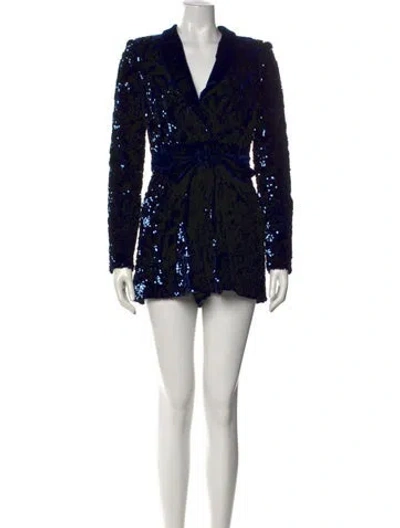 Pre-owned Alexis Patterned V-neck Jumpsuit In Blue