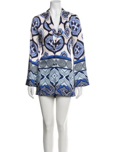 Pre-owned Alexis Patterned V-neck Jumpsuit In Blue