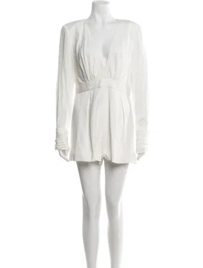 Pre-owned Alexis Patterned V-neck Romper In Neutral