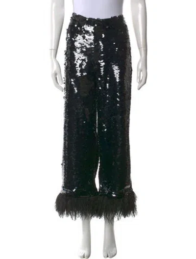 Pre-owned Alexis Patterned Wide Leg Pants In Black