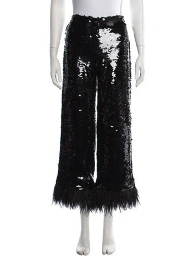 Pre-owned Alexis Patterned Wide Leg Pants In Black