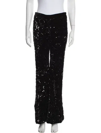 Pre-owned Alexis Patterned Wide Leg Pants In Black