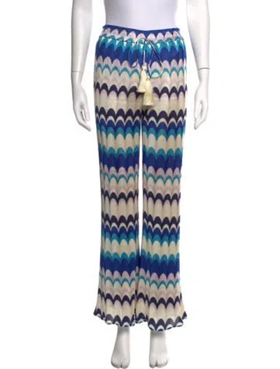 Pre-owned Alexis Patterned Wide Leg Pants In Blue