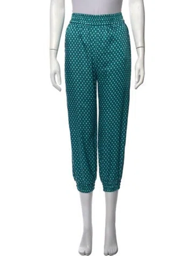Pre-owned Alexis Patterned Wide Leg Pants In Blue/green