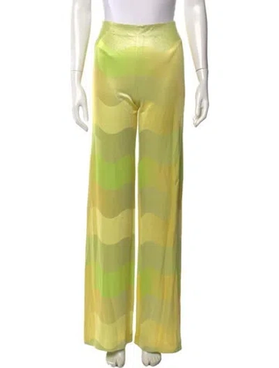 Pre-owned Alexis Patterned Wide Leg Pants In Green