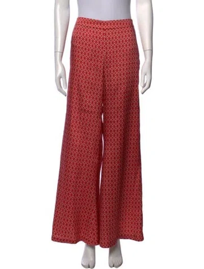 Pre-owned Alexis Patterned Wide Leg Pants In Neutrals/red